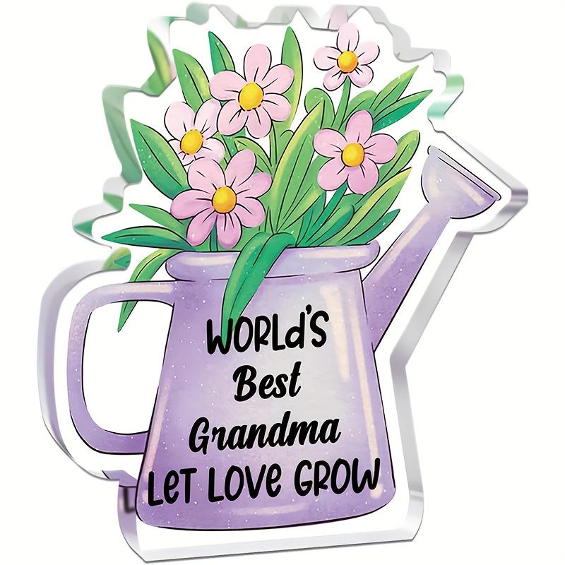 

2D Flat Cute Gift for Grandma,Women s Birthday Gift, Mother s Day Gift,Desktop Decorative Plaque, Grandparents Day Gift,Christmas Gift,Let Love Grow 10*9cm