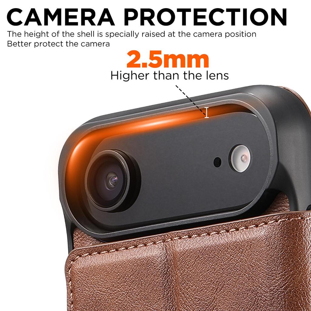 Capa de Couro Magnética Flip para iPhone 17 Pro Max/Samsung S25U com Carregamento Sem Fio