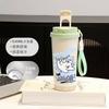 Cartoon puppy thermos cup male and female students cute couple straw large capacity sports coffee cup portable car cup
