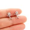 1 Pair Funny Middle Finger Stud Earrings Stainless Steel Simple Finger Earrings for Women 2024 New Trend Jewelry Gift