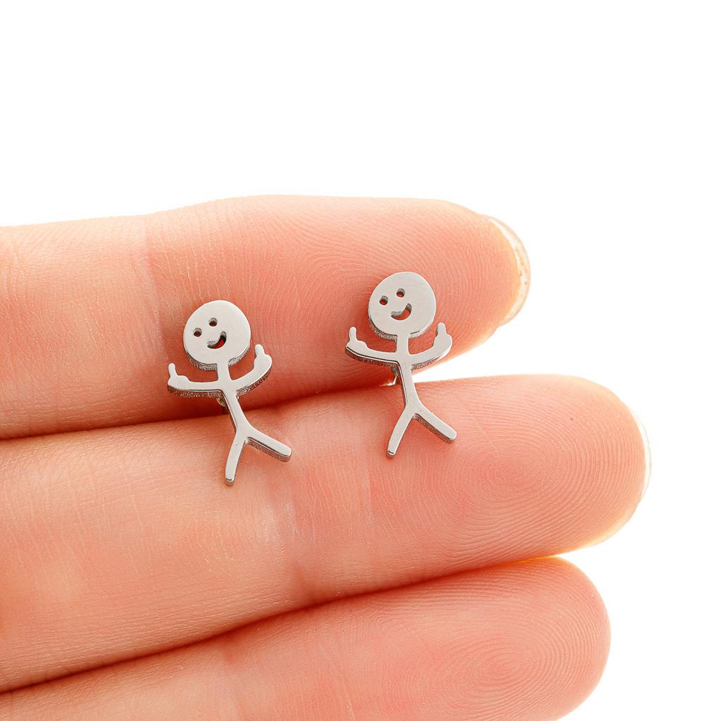 1 Pair Funny Middle Finger Stud Earrings Stainless Steel Simple Finger Earrings for Women 2024 New Trend Jewelry Gift