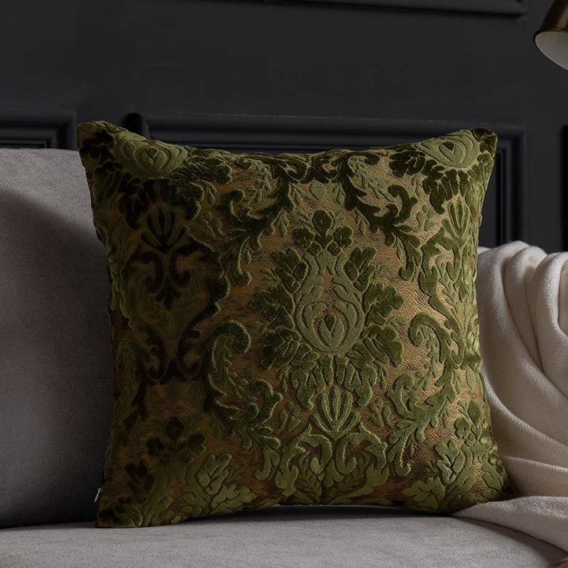 European Chenille Plush Cushion Cover Living Room Retro Plush Jacquard Pillowcase Villa Hotel Homestay Decoration Cover Office Chair Car Cushion Cover