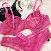Set de lenjerie intimă franțuzească sexy pentru femei Set de sutien cu broderie din dantelă ultra subțire, confort de vară, sutien respirabil și seturi de lenjerie cu spatele T
