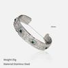 Vintage Stainless Steel Eye Bangle Waterproof Jewelry 18K Gold Plated Silver Malachite Stone Eye Bangle for Men Women