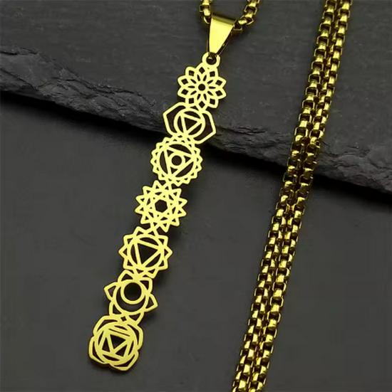 Stainless Steel Hollow Pendant Necklace with Long Sweater Chain - Fashionable and Stylish Design