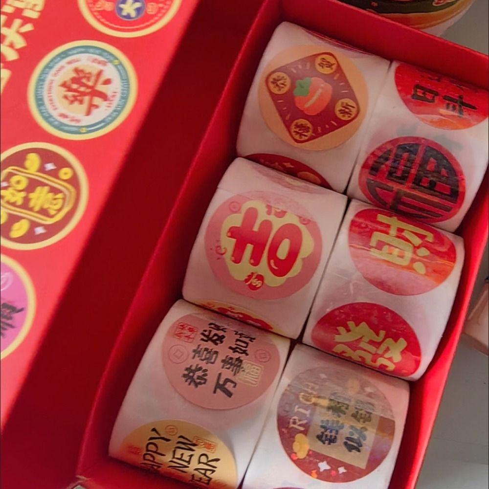 6Rolls Removable Chinese New Year Stickers Cute Colorful Patterns Lunar New Year Stickers Festive Design DIY