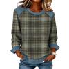 Women Denim Collar Patchwork Stitching Sweatshirt Casual  Pullover Long Sleeve Shirts