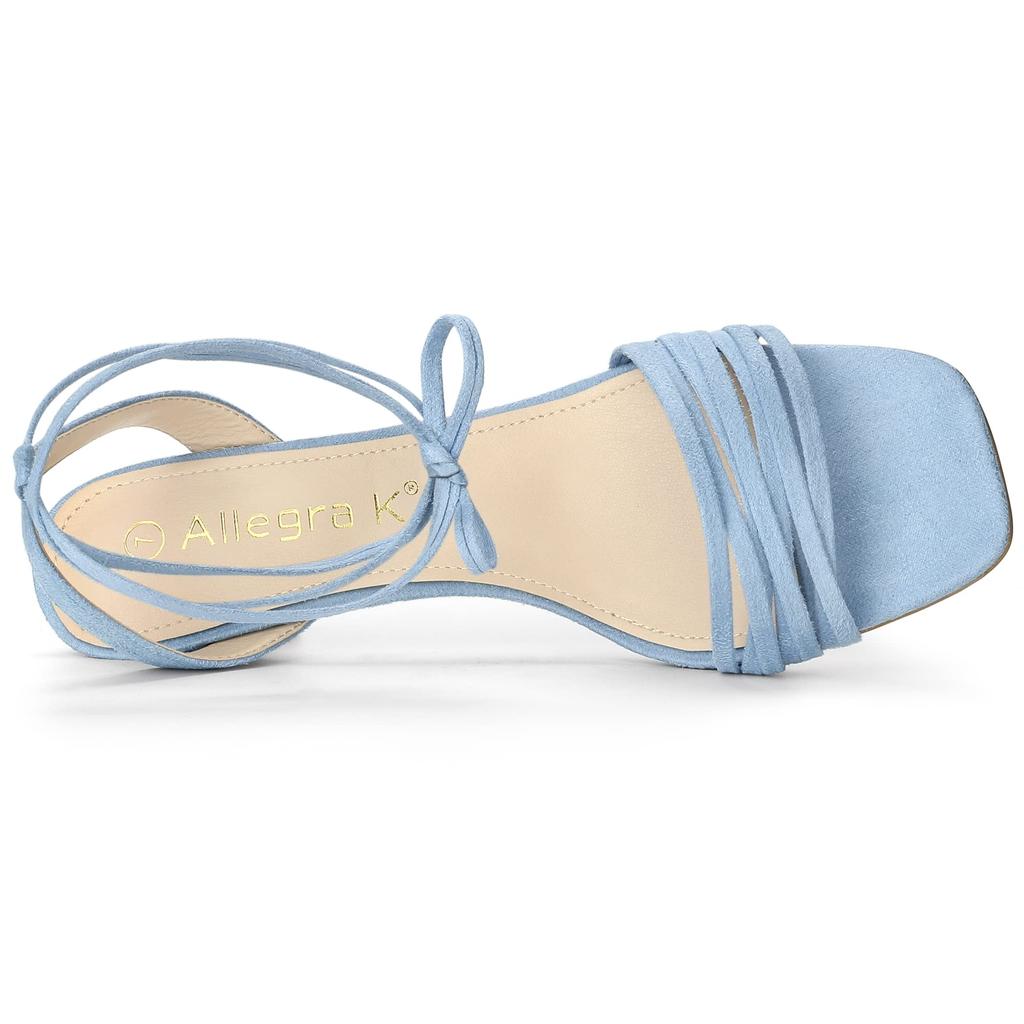 Allegra K Women's Lace-Up Sandals, Open Toe, Stiletto Heel, Blue, Size 26.0 Cm