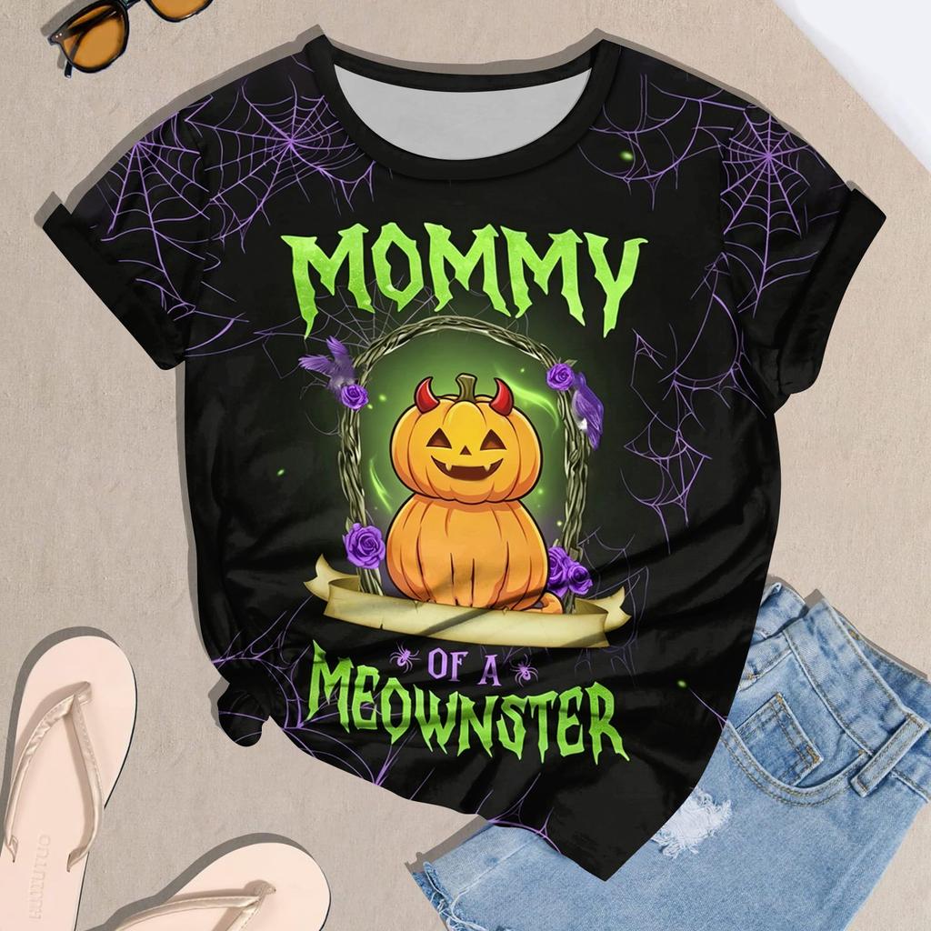 Women's Casual Halloween Printed Short Sleeve T-Shirt Top