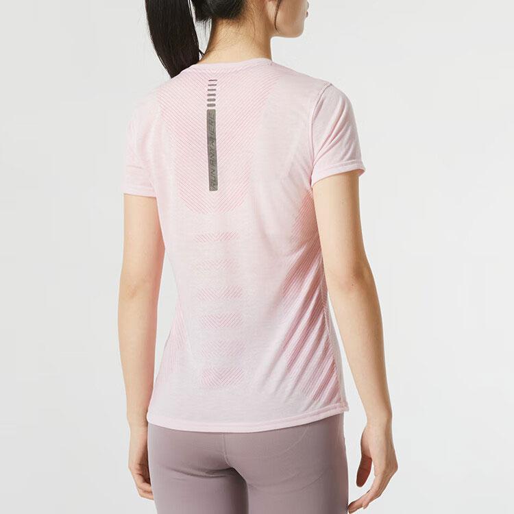 Under Armour Color Block Letter Print Training Round Neck Breathable Quick Dry Short Sleeve T-Shirt Women Tops Pink 1375270-647