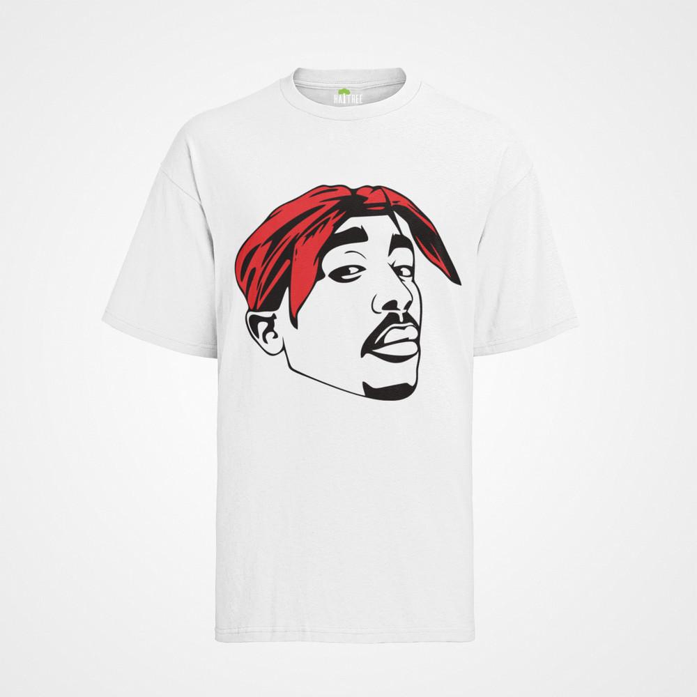 T- Shirt Herren 2pac Hip Hop Rot Upac Shakur Black Body Biggi Musik Rapper Kopf