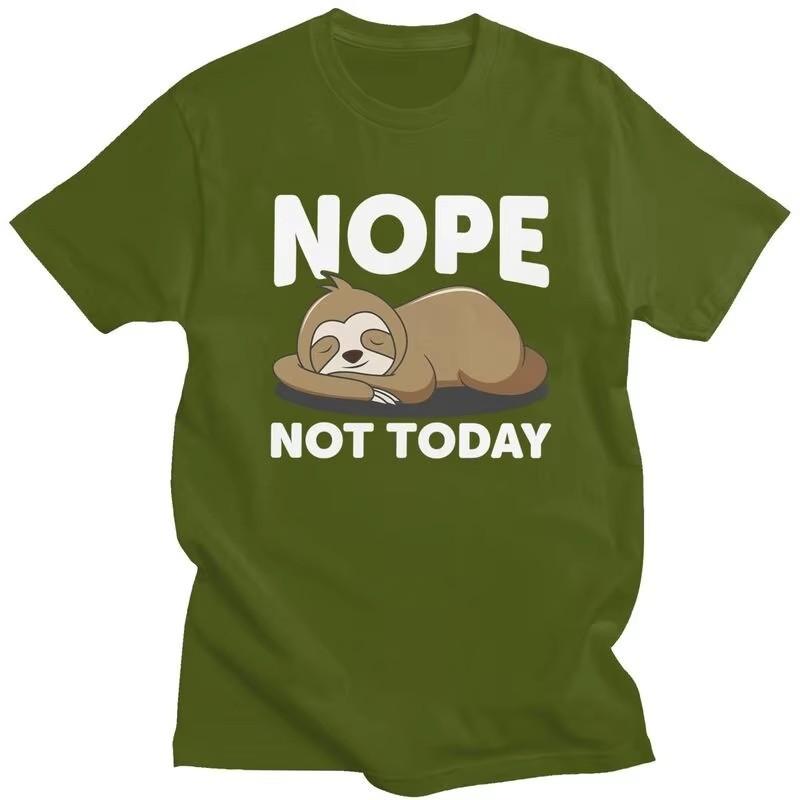 Nope Not Today Lazy Sloth Graphic Tee for Unisex Short Sleeve Cotton Casual T-Shirt