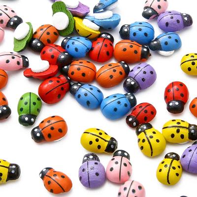 50 pezzi simpatici adesivi da parete in legno coccinella Beatles per bambini, dipinti fai da te, artigianato, matrimonio, casa, festa, decorazione