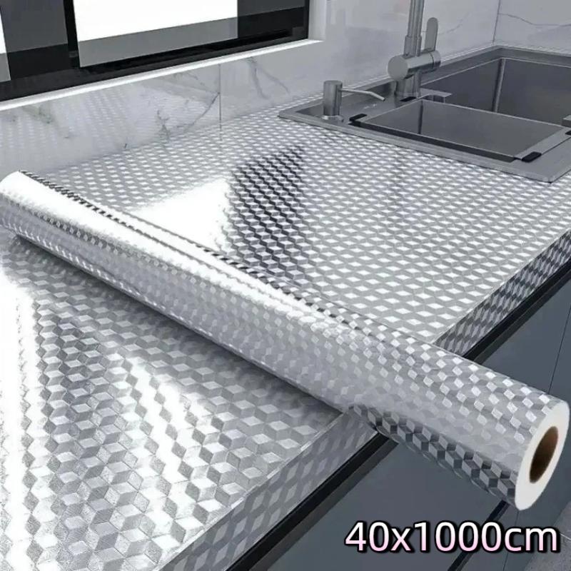 2/5/10 Meters 3D Aluminum Foil Adhesive Paper Roll Waterproof Protection For Kitchen And Stove