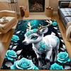 1PC Flower Deer Printed Carpet for Bedroom Living Room Bedside Sofa Floor Mat Modern Home Decor Area Rug Fast Shipping