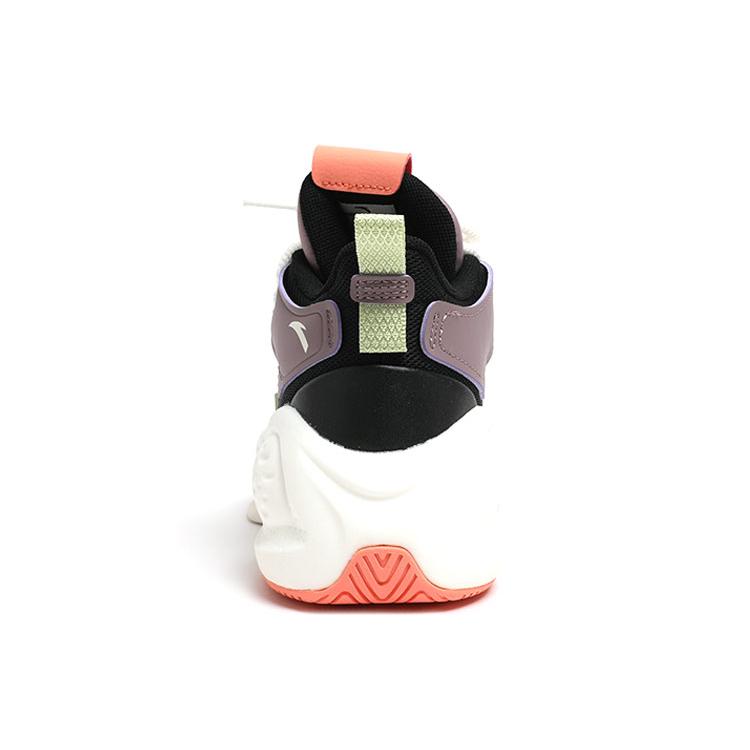 Anta Bastard Slip Resistant Abrasion Resistant Mid top Skateboard Shoes Women's White Black Purple 122048080-9