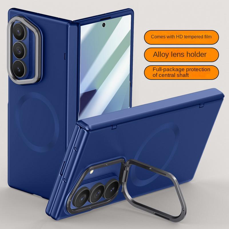 Built-in Magsafe Magnetic with Tempered Glass Film Holder Phone Case for Samsung Galaxy Z Fold 7 Spring Hinge Protect Back Cover