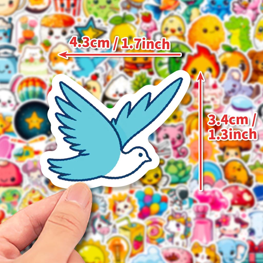 100 Small Size Cartoon Animal Food Stickers Ins Wind Handbook Stickers Luggage Decorative Stickers