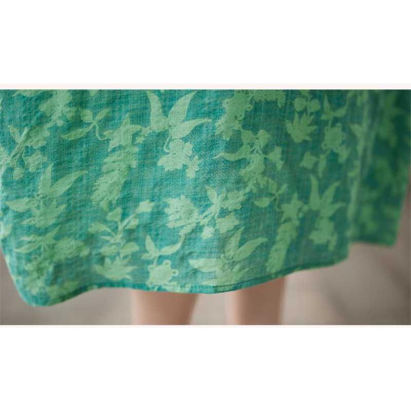 Summer New Spot Retro Flower Literary Women Temperament Knee-length Mid-length Dresses