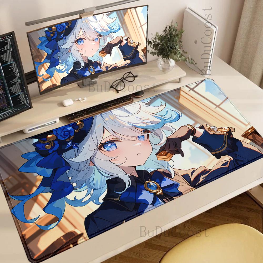 Genshin Impact Furina XXL Gaming Accessories XXL Office Gamer Keyboard Desk Mat NonSlip Laptop Notebook rubber kawaii Mouse pad