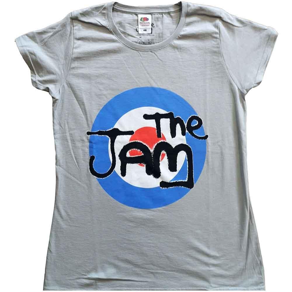 The Jam T Shirt Spray Target Band Logo Official Womens Skinny Fit Grey L XL