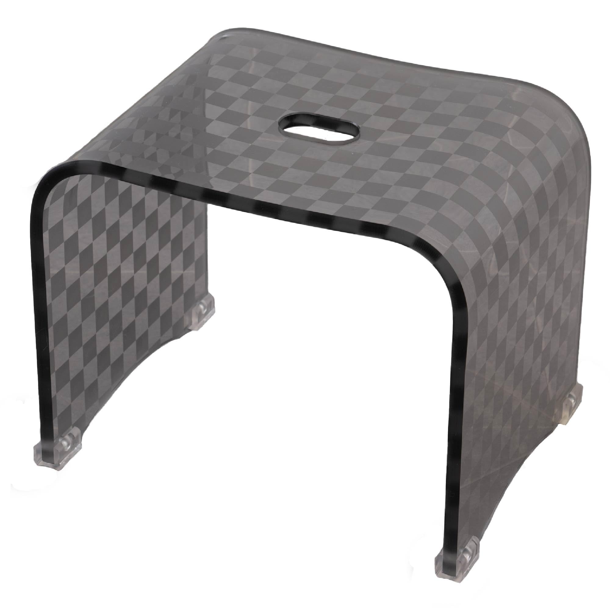 

Senko Checker N Bath Chair, Medium, Approximately 25cm Tall, Gray, Modern Checkered Pattern, 65929