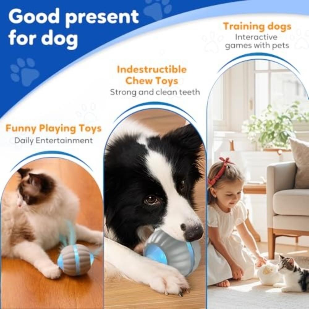 Rechargeable Smart Cat Toys Fast Rolling Self Moving Balls Toys Dog Cat Training Ball  Pet Supplies