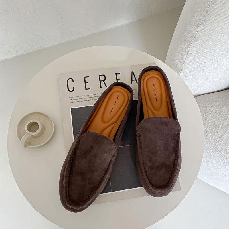 

Модные ретро дизайнерские конфетных цветов флоковые тапочки женские с квадратным носком мюли замшевые шлепанцы летняя обувь женщина швейные pantuflas mujer 35 коричневый