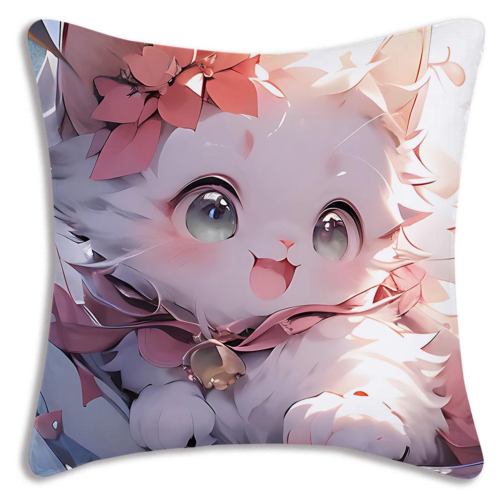 Kawaii Cartoon Cute Cat Gaming Pillow Covers Cartoon Sofa Decorative Home Double-Sided Printing Short Plush Cute Cushion Cover