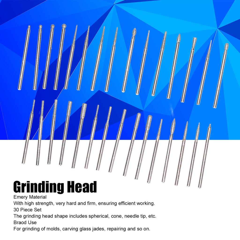 30Pcs Grinding Head Bit Emery Grinder Burr File Tool Set Kit for Polishing Carving