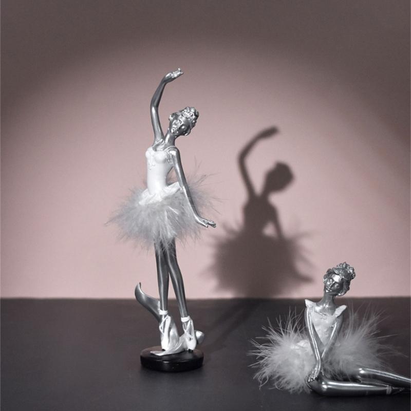 Beautiful Resins Ballerinas Statue Ballet Dancer Figurine Dancing Girl Sculpture for Artistics Home and Office Decors
