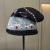 Vintage Maillard brown jacquard mixed color stacking hat children's autumn warm and versatile big head circumference thickened bag head hat