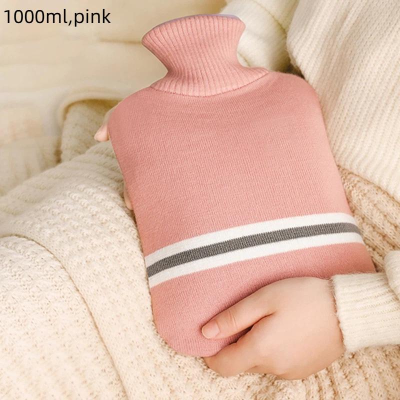 1L Or 2L Hot Water Bottle With Knitted Cover Large Capacity Hot Water Bag For Female Warm Belly Hands Inject Water Hot Water Bag