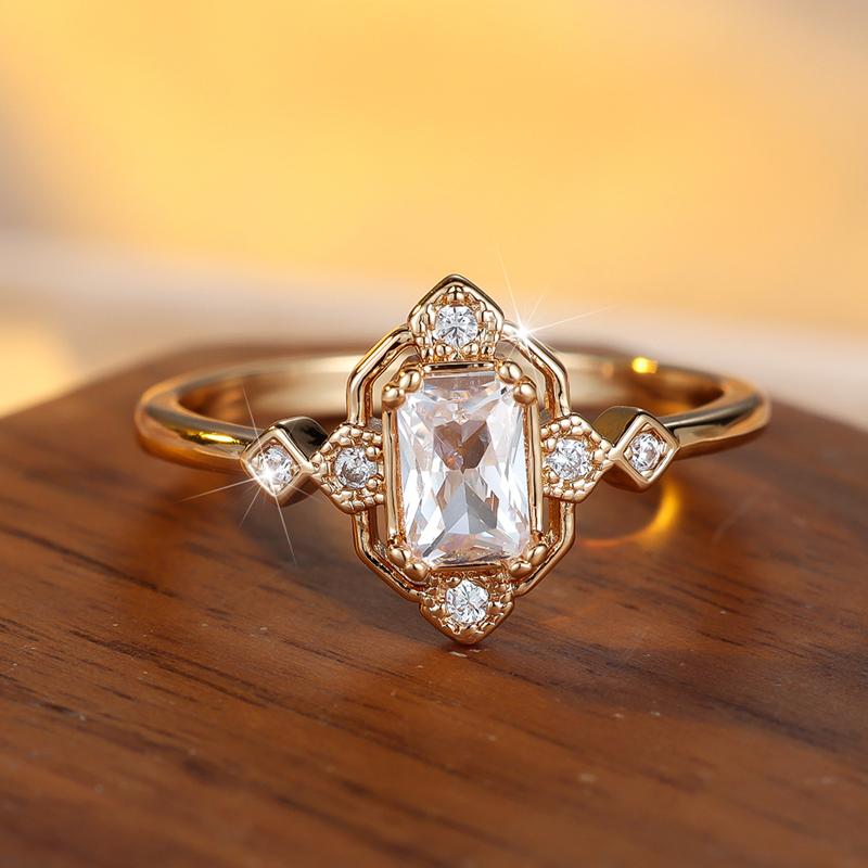 

Блестящие белые хрустальные квадратные циркониевые кольца для женщин простые золотые обручальные кольца ювелирные изделия подарок 7 белый/золотой