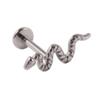 G23 Titanium Snake-Shape Lip & Ear Stud Set: Small T-Shape Pin with Curved Snake Design