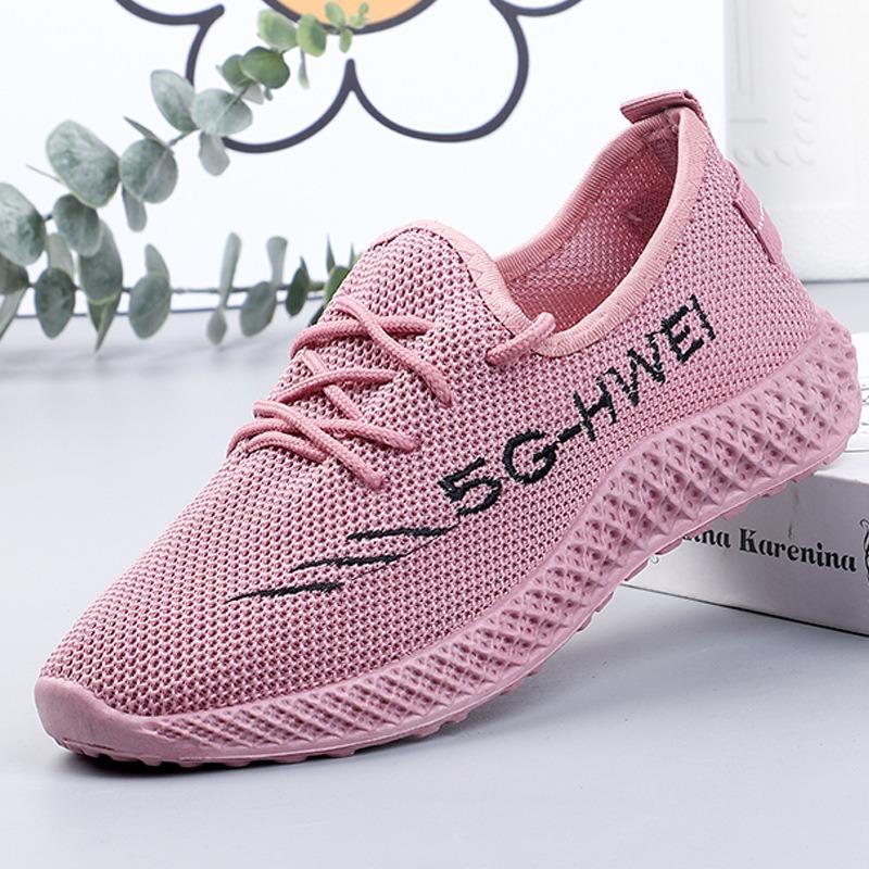 Women's Fly-woven Single Shoes, Lace-up Light and Breathable Women's Sneakers, Comfortable Soft Soles for Women