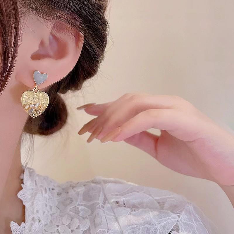 S925 Silver Heart Crystal Earrings for Women - Retro Hong Kong Style, Luxurious Fashion Trend Ear Studs
