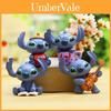 4pcs Creative Stitch Cartoon Entertainment Scene Mini Model Ornament Set For Home Decor And Gift Giving