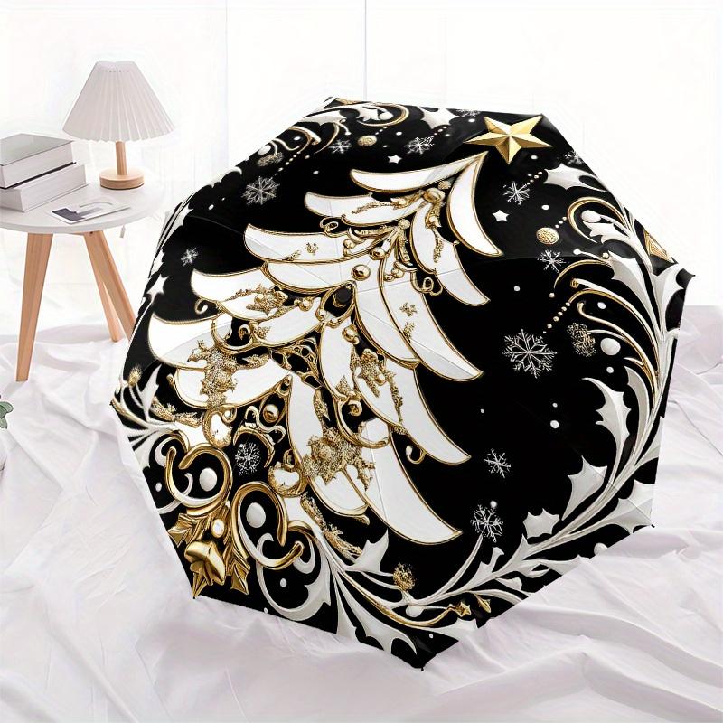 Golden Christmas Tree Ornament: Festive Decor for Your HomeUmbrella, Portable 3-Fold Compact Umbrella,Christmas Gift ES617