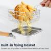 Multifunktionaler Fritteusentopf Edelstahl Bratpfanne mit Korb und Griff Tragbare Quadratische Fritteusen für die Küche