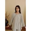 Spring new women's four seasons cotton satin solid color jacquard antique pullover pajamas set loungewear