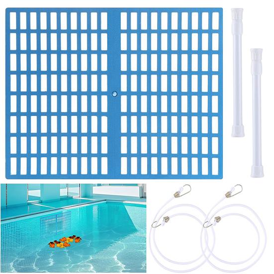 Pool Skimmer Net Kit 16.5"x13" Mesh Filter Screen with Telescopic Rods Elastic Ropes Leaf Catcher Skimmer Spring Action Net System Prevent Clogs for