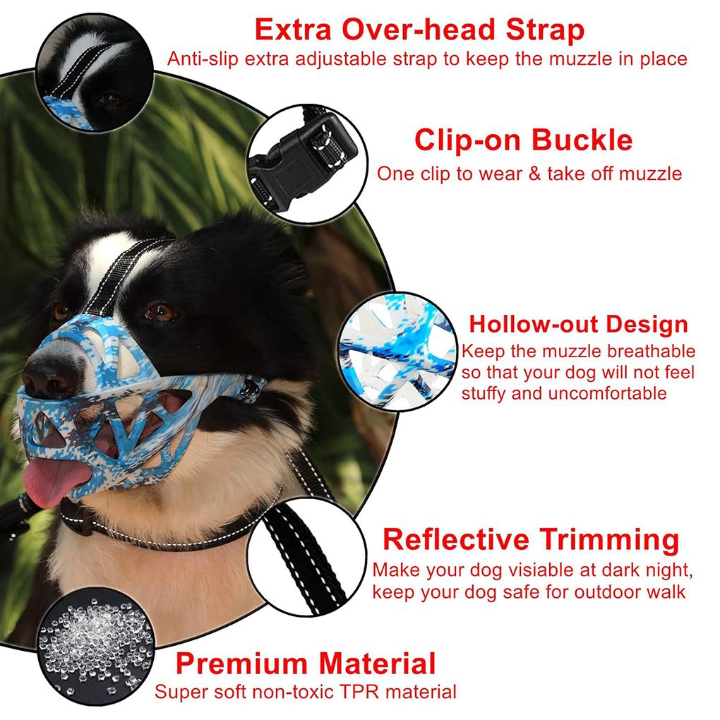 Pet Dog Basket Muzzles Upgraded Soft Breathable Cage Muzzle Adjustable Dog Mouth Guard Anti-Bark Biting for Small Large Dogs