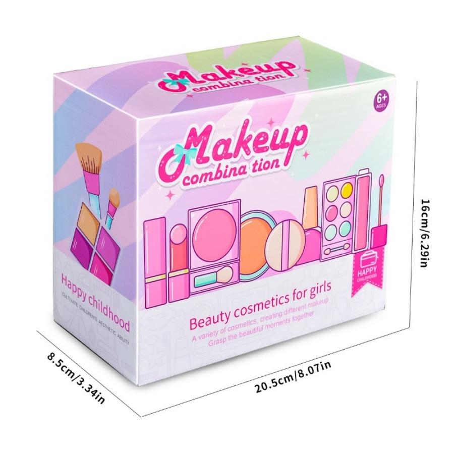 Różowy Zestaw do Makijażu Jednorożca dla Dziewczynki z Pudełkiem - Plastikowy Zestaw Kosmetyczny, Nie do Jedzenia Zabawka Narzędzia Urody, Torebki Podróżne do Przebierania się, Urodziny, Boże Narodzenie, Halloween,