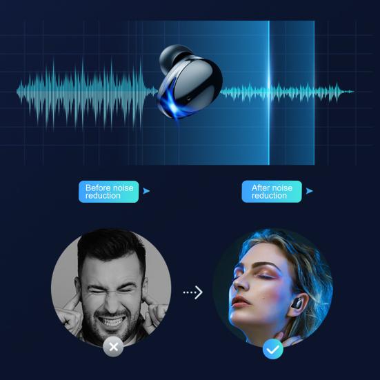 T8 Wireless Earphone Noise Reduction IPX7 Waterproof Touch Screen Bluetooth-compatible 5.1 9D Stereo Headset for Home