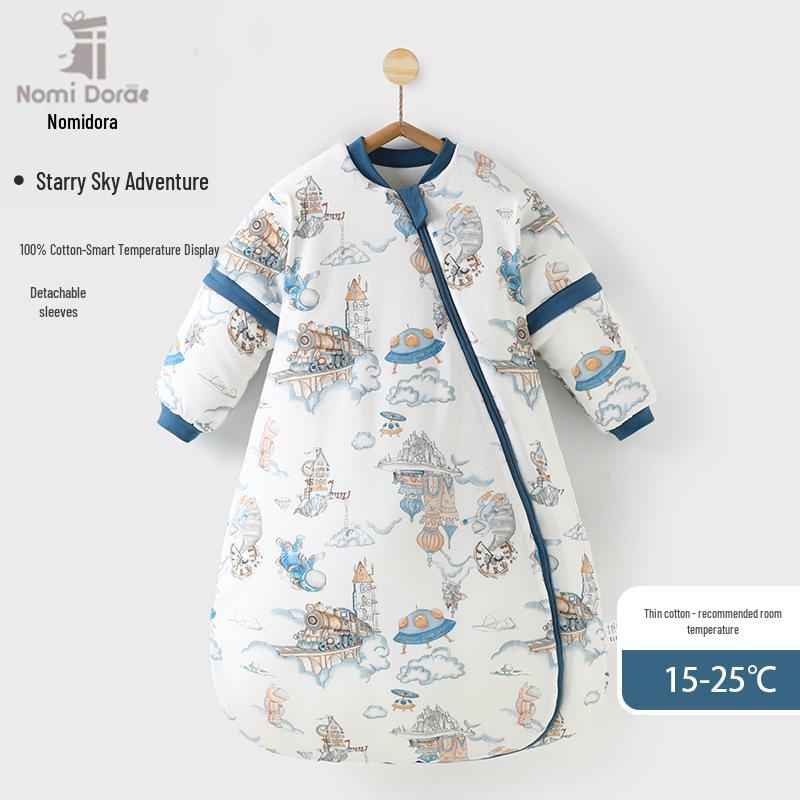 Detachable Washable Toddler Sleeping Bag - Autumn/Winter Down Cotton, Anti-Kick, Anti-Startle, Thickened Quilted Design