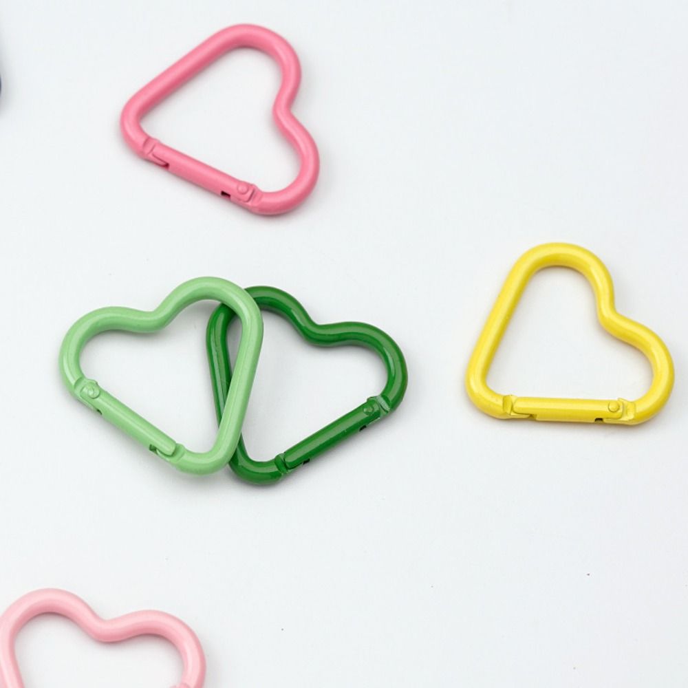 5pcs Heart Shape Carabiner Multicolors Bag Belt Buckle New Heart Push Trigger Purses Handbags