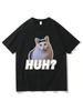 Cute Huh Cat Meme T Shirts Funny Cool Classic Unisex Wounisex Clothing Harajuku Aesthetic Tshirt Vintage Unisex Streetwear Cotton Tops
