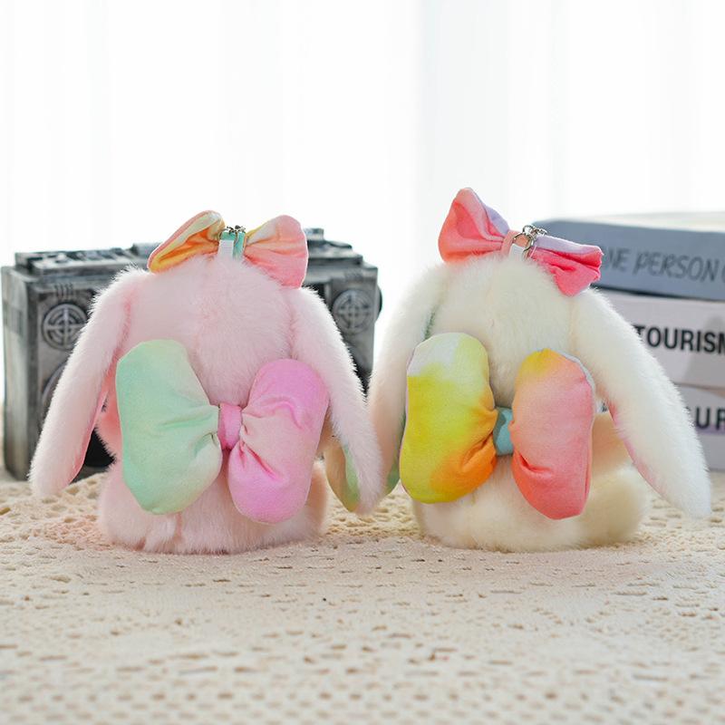Cartoon Plush Toy Rabbit with Lop Ears Cute Stuffed Bunny Doll Backpack Pendant Gift
