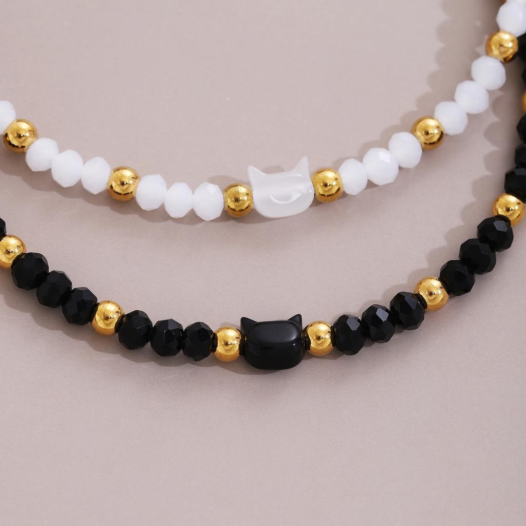 Elegant Cat Handmade Beaded Couple Bracelets Matching Set for Men and Women